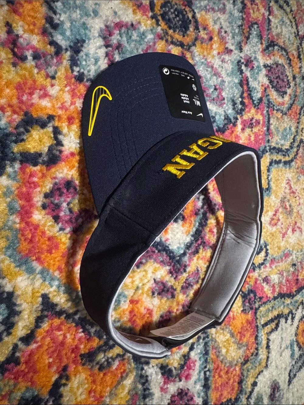 Nike Navy Visor with Yellow Michigan Embroidery
